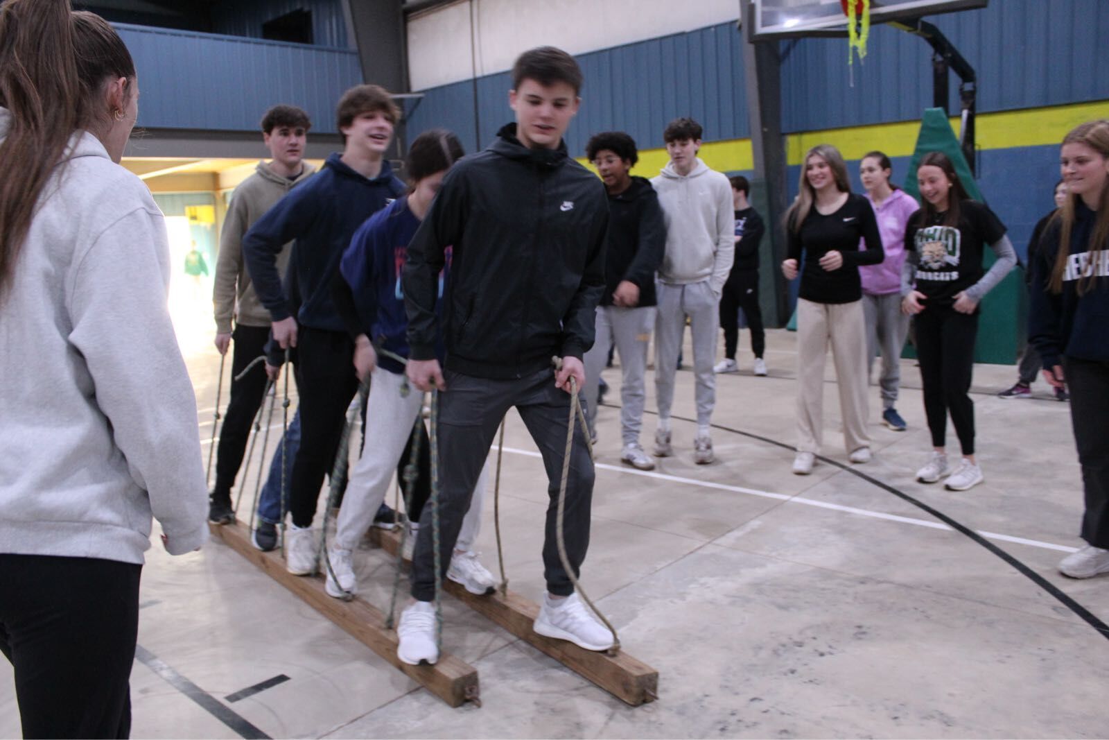 Students on retreat engaging in group activities