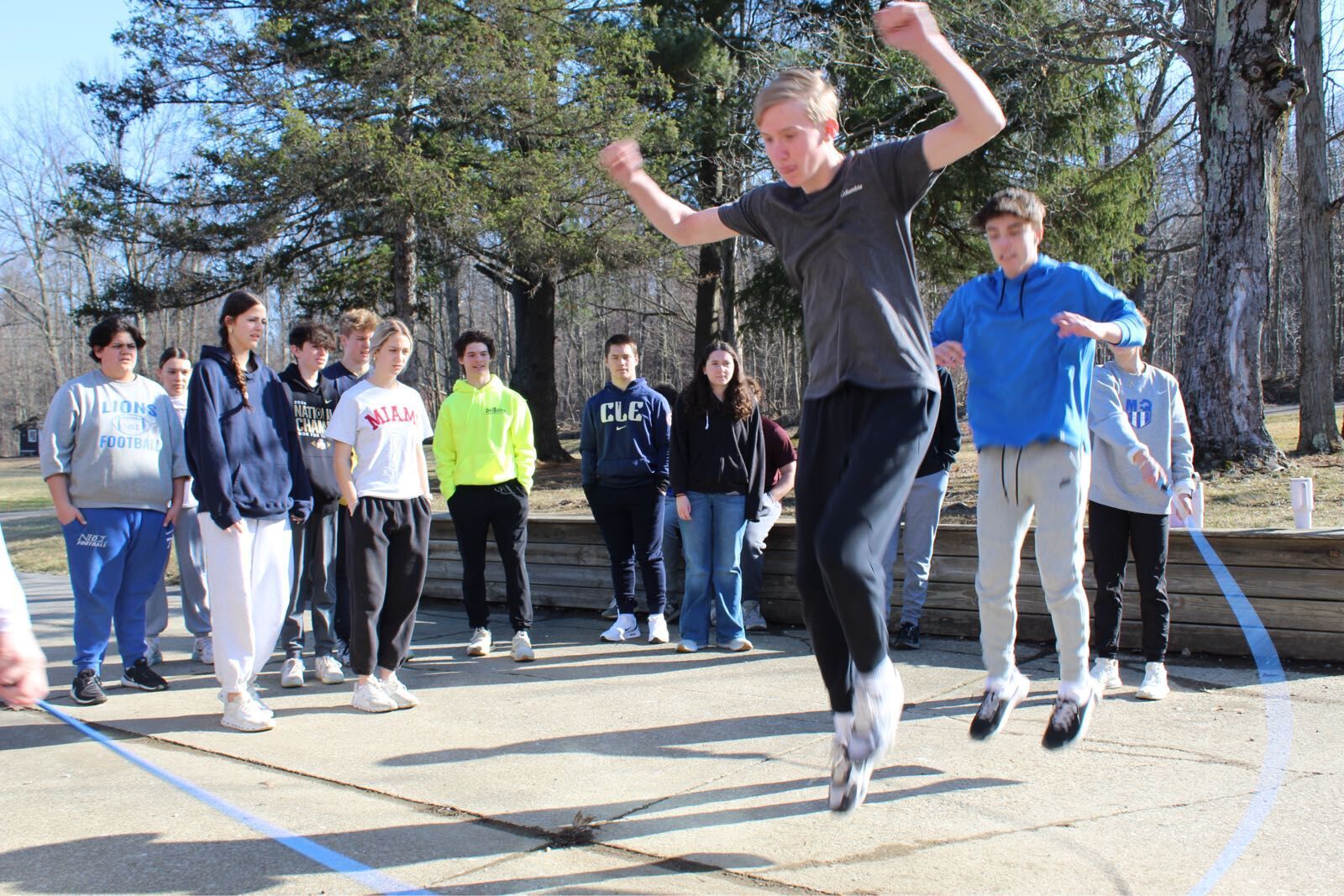 Students on retreat engaging in group activities